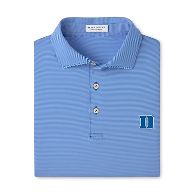 Men's Peter Millar  Royal/White Duke Blue Devils Jubilee Stripe Stretch Jersey Polo