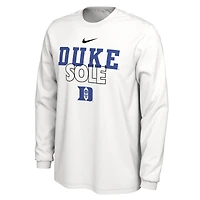Nike  White Duke Blue Devils 2023 On Court Bench Long Sleeve T-Shirt