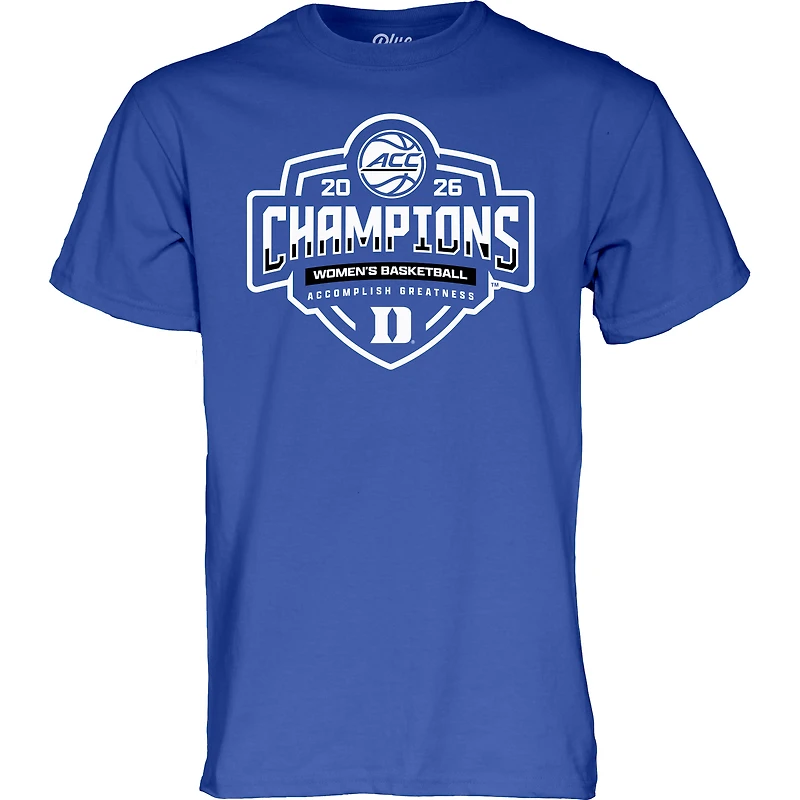 T-shirt unisexe bleu Royal 84 Duke Blue Devils, championnes du tournoi de basketball féminin ACC 2026, vestiaire
