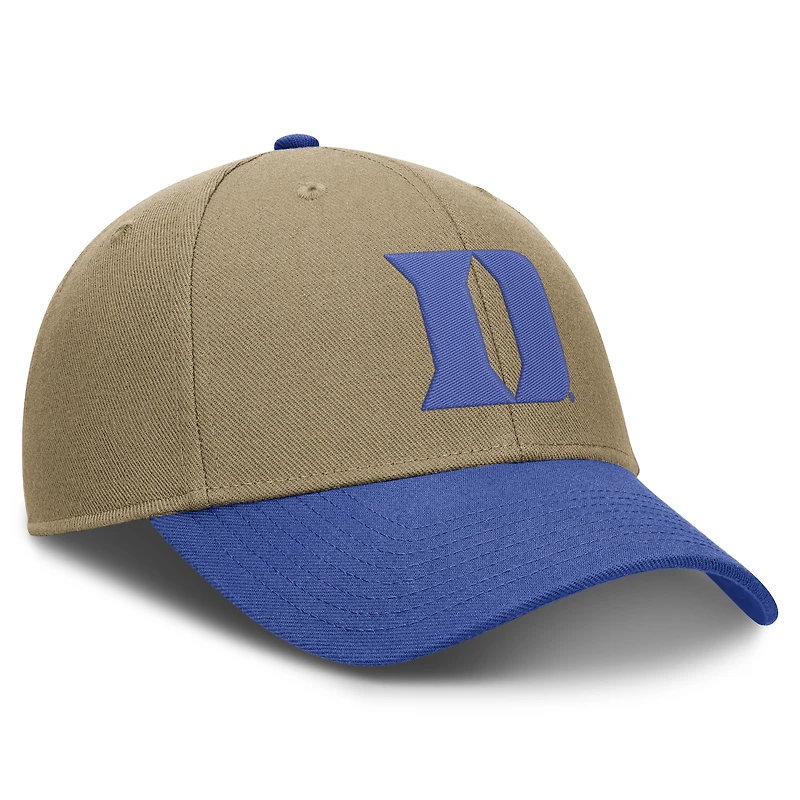 Unisex Nike Beige/Royal Duke Blue Devils Primetime Rise Dri-FIT Adjustable Hat