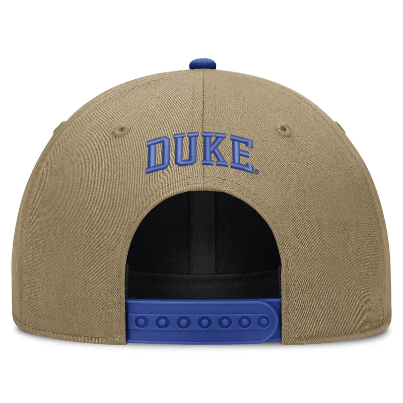 Casquette unisexe Nike beige/bleu roi Duke Blue Devils Primetime Rise Dri-FIT ajustable