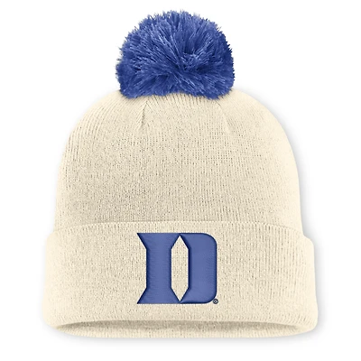Bonnet unisexe Nike Natural Duke Blue Devils Campus Prep Script à revers et pompon