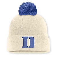 Bonnet unisexe Nike Natural Duke Blue Devils Campus Prep Script à revers et pompon