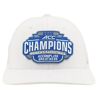 Casquette ajustable unisexe Zephyr White Duke Blue Devils 2025 ACC Women's Basketball Conference Tournament Champions Locker Room Trucker