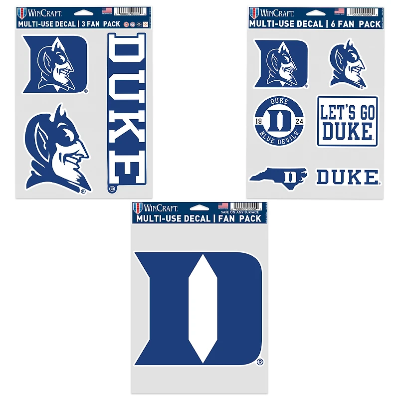 Lot de trois autocollants pour fans des Blue Devils de WinCraft Duke