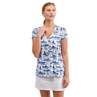 Haut à col en V fleuri Blake pour femme Smith & Quinn White Duke Blue Devils