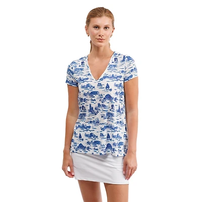 Haut à col en V fleuri Blake pour femme Smith & Quinn White Duke Blue Devils