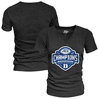 Women's Blue 84 Black Duke Devils 2025 ACC Football Champions Locker Room V-Neck Tri-Blend T-Shirt