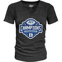 Women's Blue 84 Black Duke Devils 2025 ACC Football Champions Locker Room V-Neck Tri-Blend T-Shirt