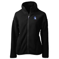 Women's Cutter & Buck  Black Duke Blue Devils Cascade Eco Fleece Full-Zip Jacket