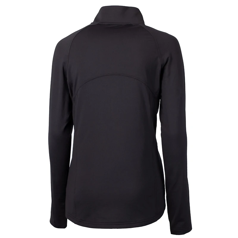 Women's Cutter & Buck Black Duke Blue Devils DryTec Adapt Eco Knit Stretch Recycled Raglan Half-Zip Top