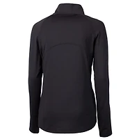 Women's Cutter & Buck Black Duke Blue Devils DryTec Adapt Eco Knit Stretch Recycled Raglan Half-Zip Top