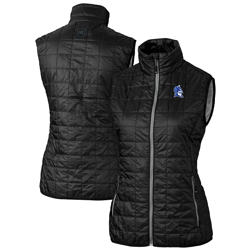 Women's Cutter & Buck  Black Duke Blue Devils Rainier PrimaLoft® Eco Insulated Full-Zip Puffer Vest