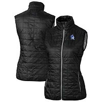Women's Cutter & Buck  Black Duke Blue Devils Rainier PrimaLoft® Eco Insulated Full-Zip Puffer Vest