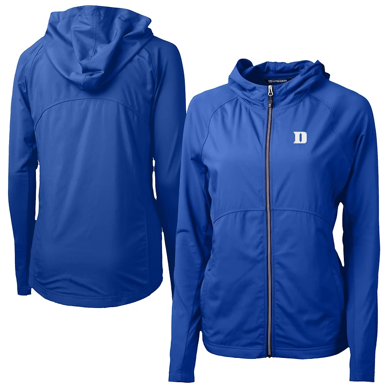 Women's Cutter & Buck Blue Duke Devils Adapt Eco Knit Hybrid Recycled Full-Zip Jacket
