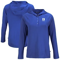 Women's Cutter & Buck Blue Duke Devils Coastline Epic Comfort Eco Recycled Quarter-Snap Hoodie Top