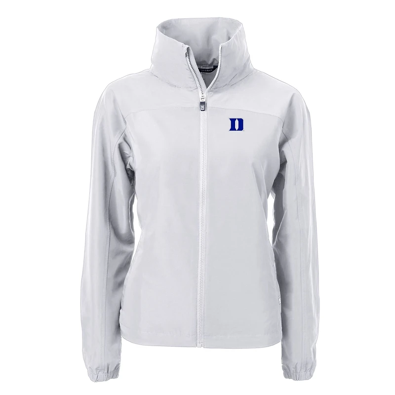 Women's Cutter & Buck Gray Duke Blue Devils Charter Eco Recycled Full-Zip Jacket