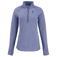 Women's Cutter & Buck Heather Blue Duke Devils Peshastin Eco Fleece Recycled Half-Zip Tri-Blend Jacket