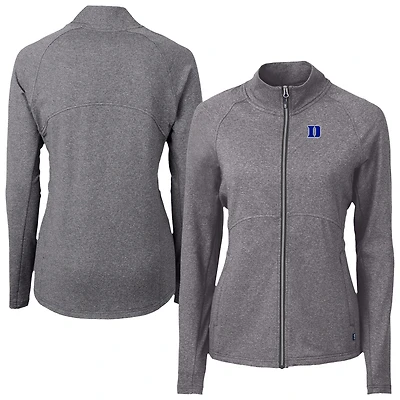 Veste zippée intégrale en tricot recyclé Adapt Eco Knit pour femme, gris chiné, des Blue Devils de Cutter & Buck