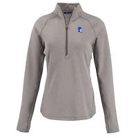 Women's Cutter & Buck Heather Gray Duke Blue Devils Peshastin Eco Fleece Recycled Half-Zip Tri-Blend Jacket