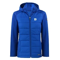 Veste à capuche entièrement zippée et recyclée Cutter & Buck Royal Duke Blue Devils Evoke Hybrid Eco Softshell pour femme