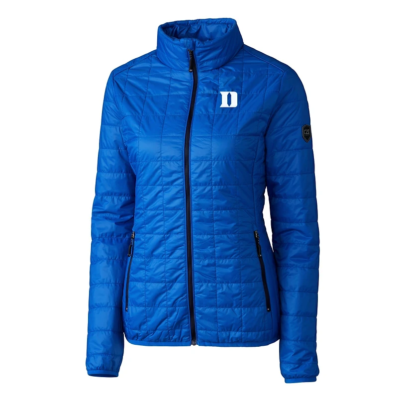 Women's Cutter & Buck  Royal Duke Blue Devils Rainier PrimaLoft® Eco Insulated Full-Zip Hoodie Puffer Jacket