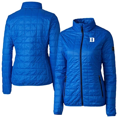 Women's Cutter & Buck  Royal Duke Blue Devils Rainier PrimaLoft® Eco Insulated Full-Zip Hoodie Puffer Jacket