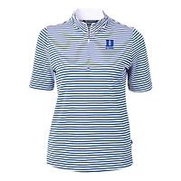 Women's Cutter & Buck Royal Duke Blue Devils Virtue Eco Pique Stripe Recycled Tri-Blend Quarter-Zip Top