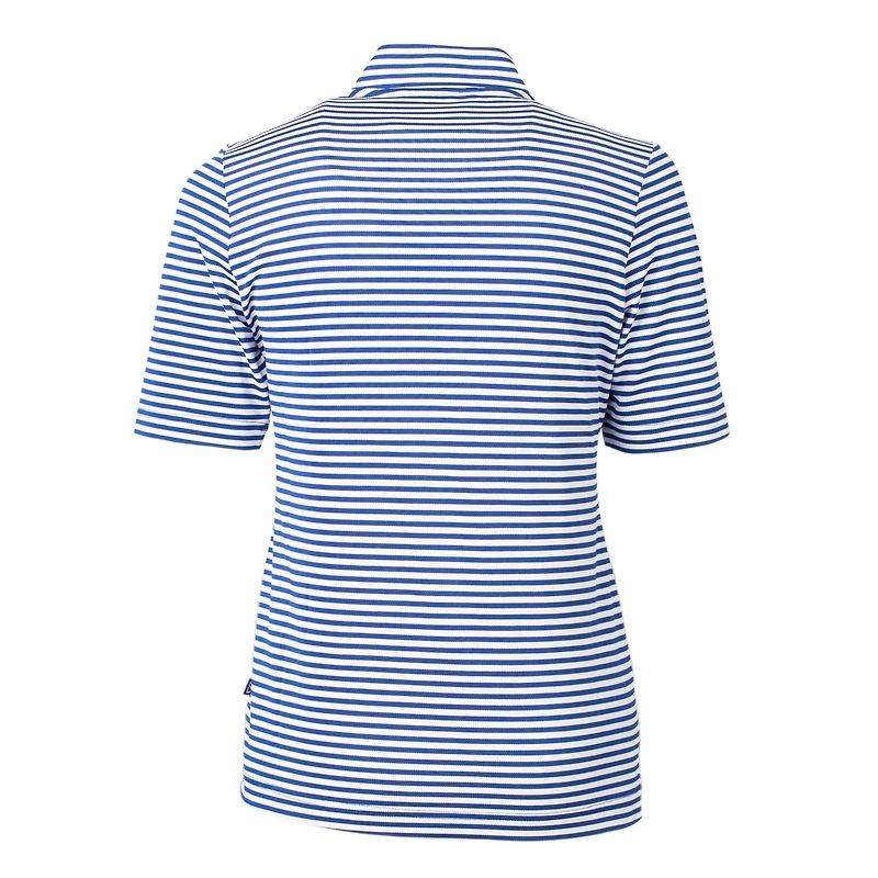 Women's Cutter & Buck Royal Duke Blue Devils Virtue Eco Pique Stripe Recycled Tri-Blend Quarter-Zip Top