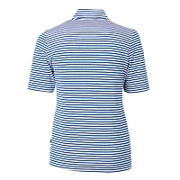 Women's Cutter & Buck Royal Duke Blue Devils Virtue Eco Pique Stripe Recycled Tri-Blend Quarter-Zip Top