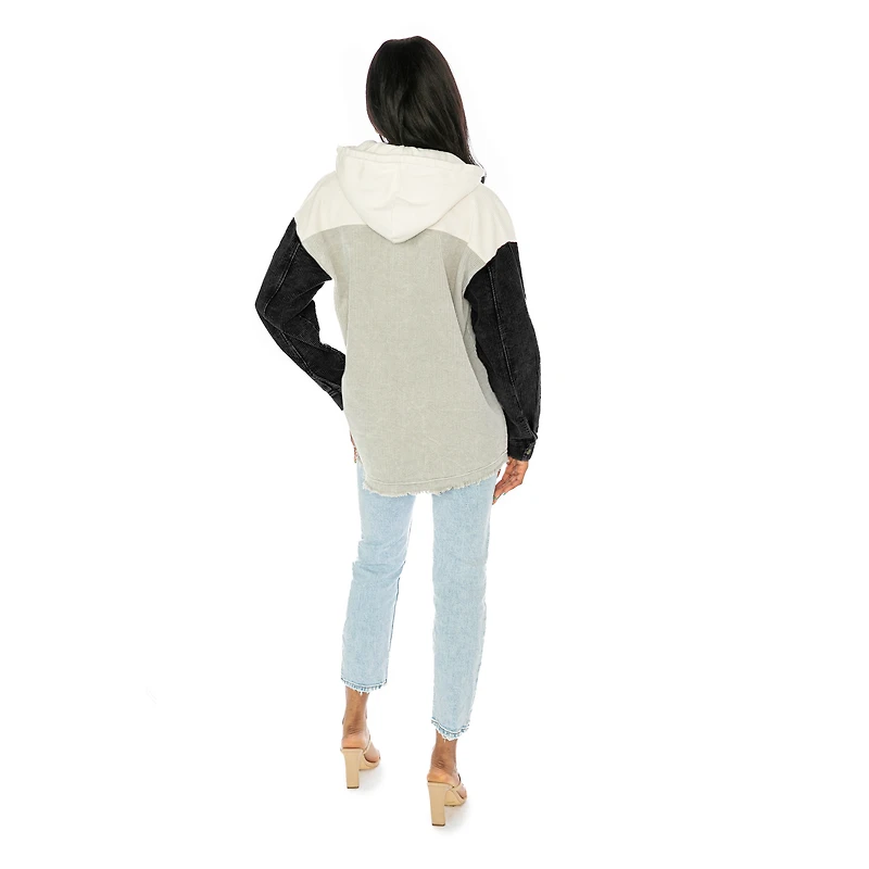 Veste à capuche Gameday Couture pour femme, en velours côtelé délavé noir Duke Blue Devils, avec boutons-pression