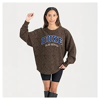 Women's Gameday Couture Brown Duke Blue Devils Leopard Oversized Sweatshirt