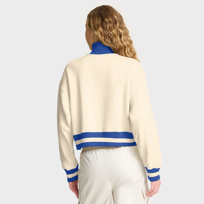 Women's Nike Cream Duke Blue Devils Oversized Legacy Cropped Half-Zip Sweatshirt