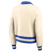 Women's Nike Cream Duke Blue Devils Oversized Legacy Cropped Half-Zip Sweatshirt