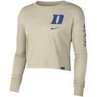 Haut court à manches longues Nike Duke Blue Devils Varsity Letter pour femme