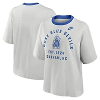 Women's Nike Gray Duke Blue Devils Legacy Arch Script Boxy T-Shirt