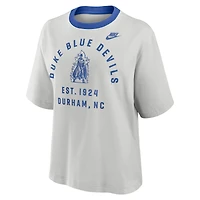 T-shirt Nike gris Duke Blue Devils Legacy Arch Script Boxy pour femme