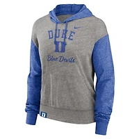 Sweat à capuche Nike Blitz Color Block Legacy pour femme, gris chiné/bleu royal Duke Blue Devils