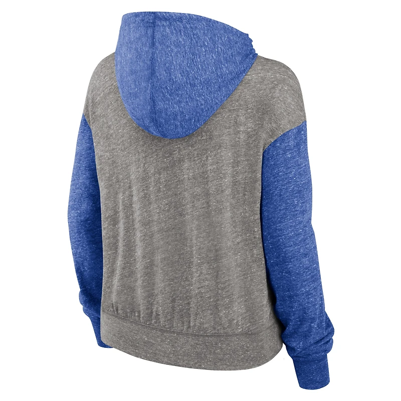 Sweat à capuche Nike Blitz Color Block Legacy pour femme, gris chiné/bleu royal Duke Blue Devils