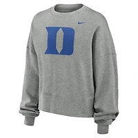 Women's Nike Heather Gray Duke Blue Devils Oversized Essential Pullover Sweatshirt