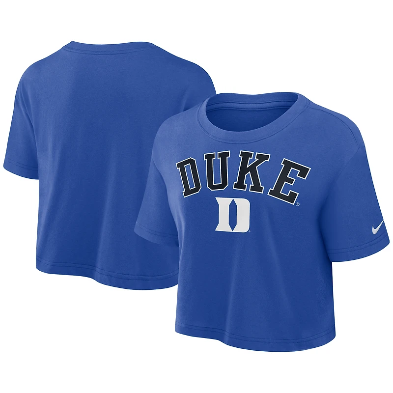 Women's Nike Royal Duke Blue Devils Athletic Prep Arch Performance Cropped T-Shirt