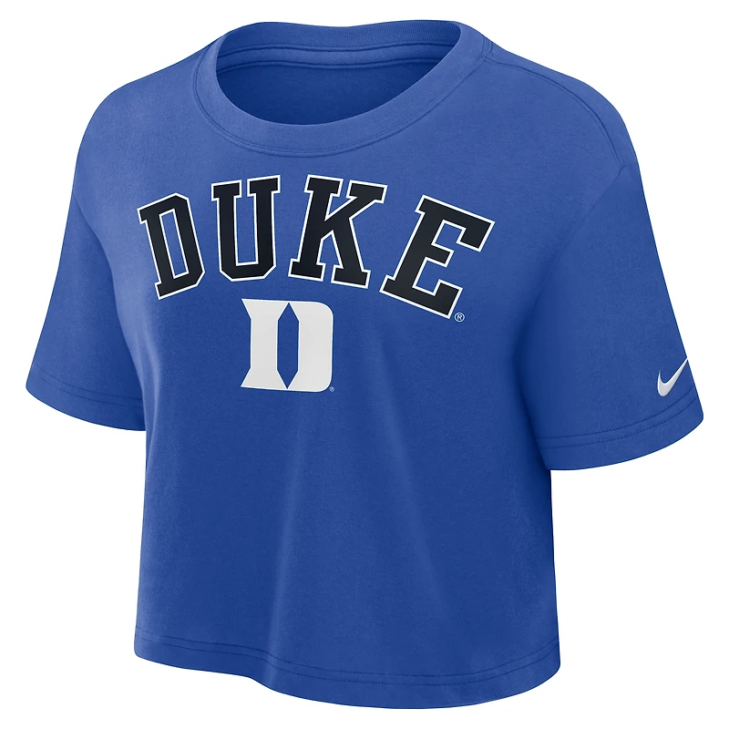 Women's Nike Royal Duke Blue Devils Athletic Prep Arch Performance Cropped T-Shirt