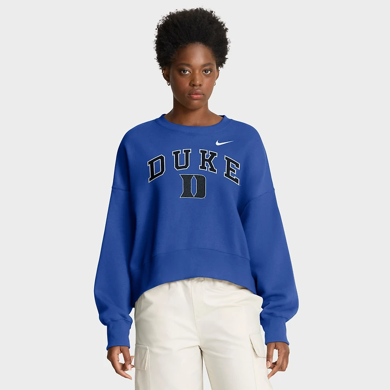 Sweat-shirt oversize Nike Royal Duke Blue Devils Phoenix Arch pour femme