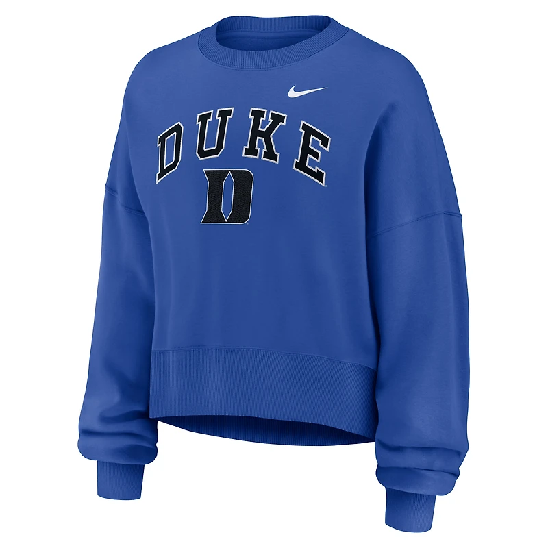 Sweat-shirt oversize Nike Royal Duke Blue Devils Phoenix Arch pour femme
