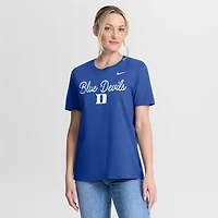 T-shirt Nike Royal Duke Blue Devils avec logo Mantra Script pour femme