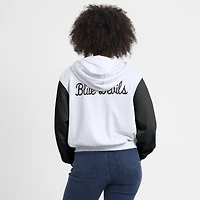 Women's Nike White Duke Blue Devils Cropped Color-Block Script Full-Zip Hoodie