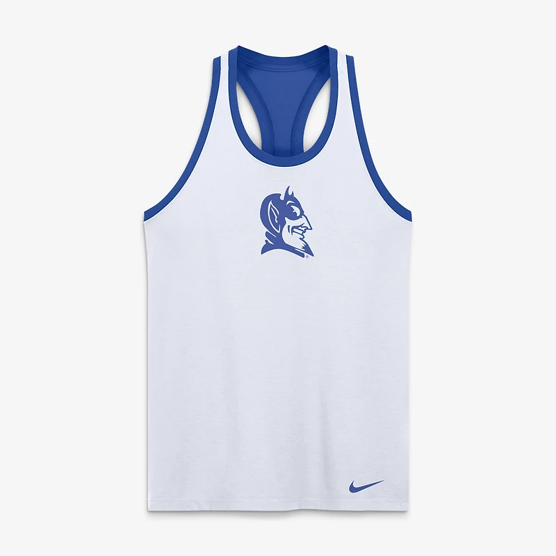 Women's Nike White Duke Blue Devils Racerback Tank Top