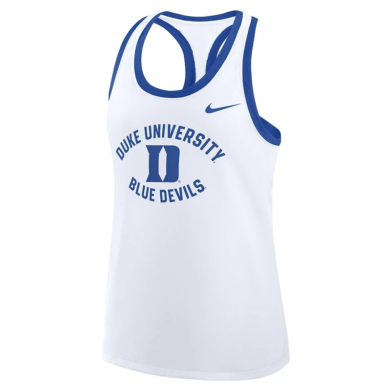 Women's Nike White Duke Blue Devils Uni Name Tri-Blend Dri-FIT Tank Top