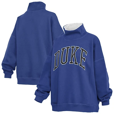 Women's Pressbox Royal Duke Blue Devils Oversized Mock Neck Sweatshirt