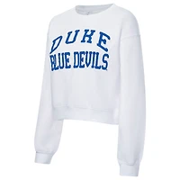 Sweat-shirt court en chenille ZooZatz White Duke Blue Devils pour femme